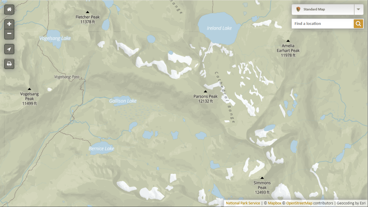 detail view of National Hydrography Data in Park Tiles