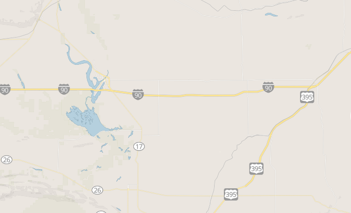 screenshot of a portion of Park Tiles map in its previous condition, showing low figure/ground contrast between roads and map background in a rural area