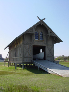 The restored Chicamacomico Life-Saving Station on Hatteras Island, NC