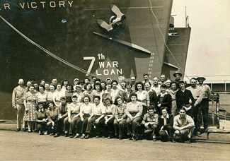 WWII-era photo of female workers at the Kaiser Shipyards in Richmond, CA
