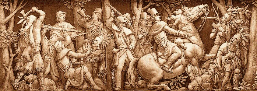 Johnson (center right) killing Tecumseh, from the frieze of the rotunda of the U.S. Capitol