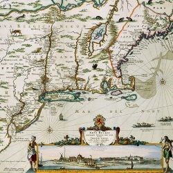 An historic, hand-drawn map of the colony of New Netherland