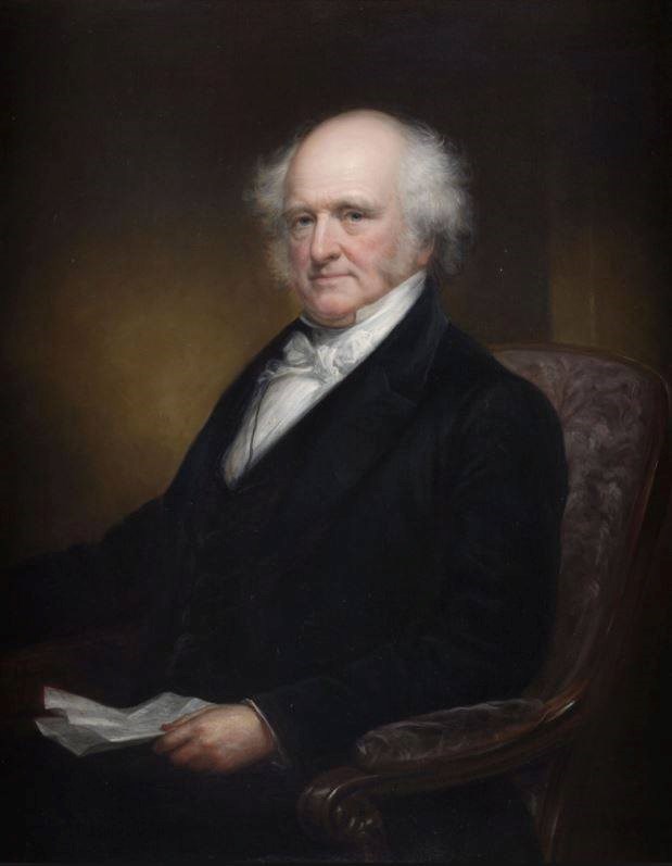 Portrait of Martin Van Buren sitting down and holding a book