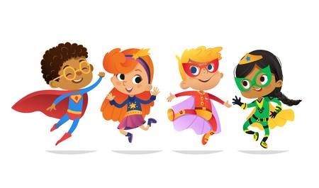 Graphic of four children wearing capes and masks