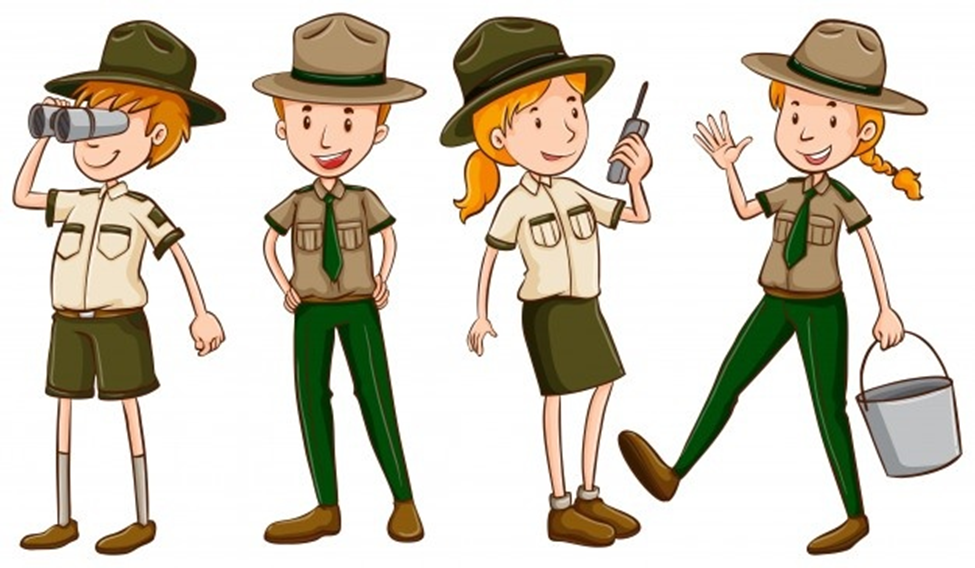 Cartoon Drawing of Male and Female US National Park Rangers