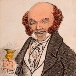 Sketch of Van Buren smiling and holding a goblet