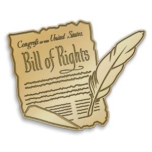Drawing of the Bill of Rights on parchment written with a quill