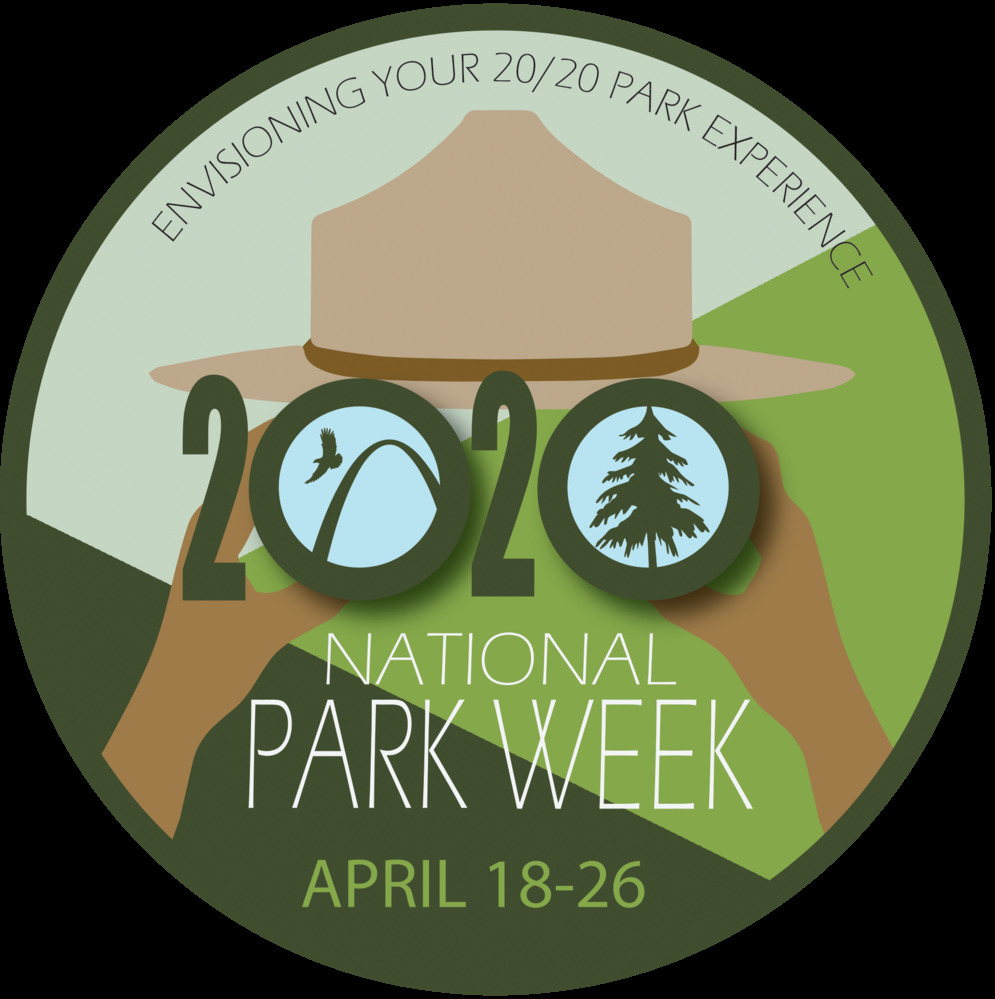 National Park Week 2020 Logo Graphic of ranger with binoculars