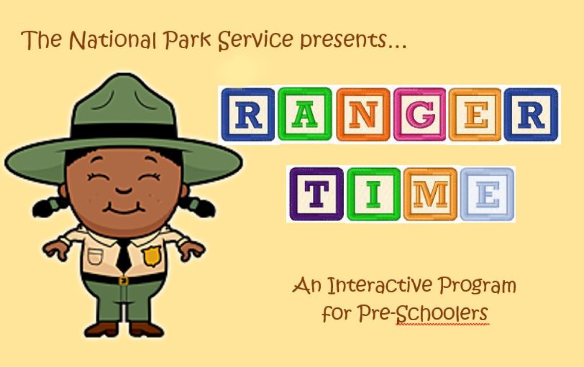 Image of the words "ranger time" spelled out in colorful blocks