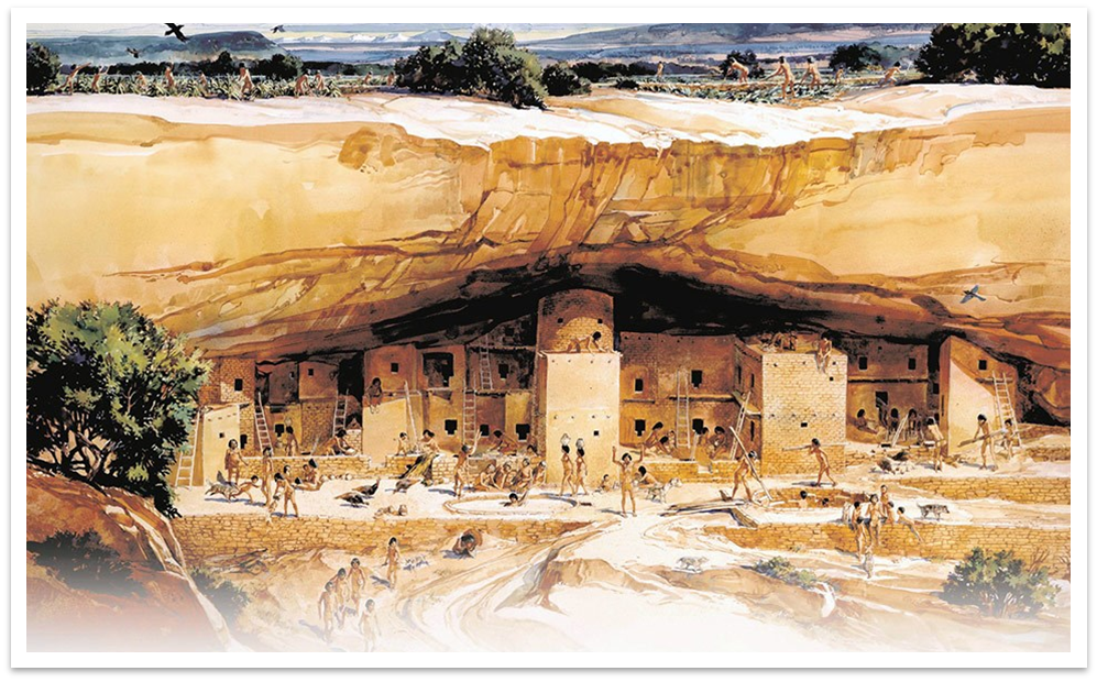 Illustration of Spruce Tree House cliff dwelling.