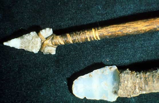 Stone spear and knife Stone spear and knife