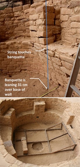 Cliff Palace. Dual photos temporary stabilization of Kiva F