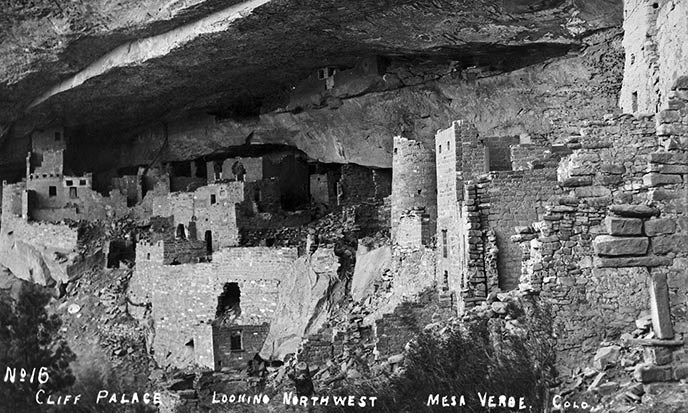 Pre-excavation photograph of Cliff Palace from 1890 to 1900.