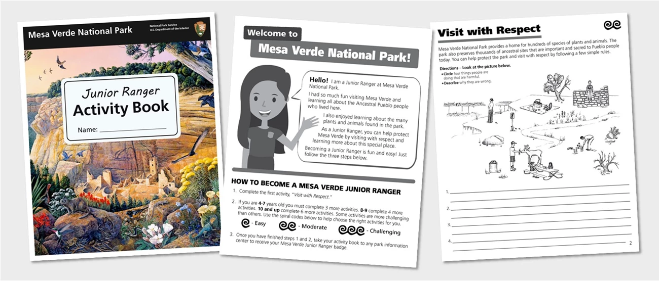 Junior Ranger Booklet Header Cover of junior ranger booklet and first page of instructions.