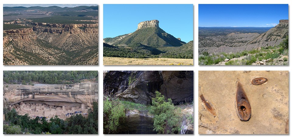 Six images showing a variety of natural and geological features.