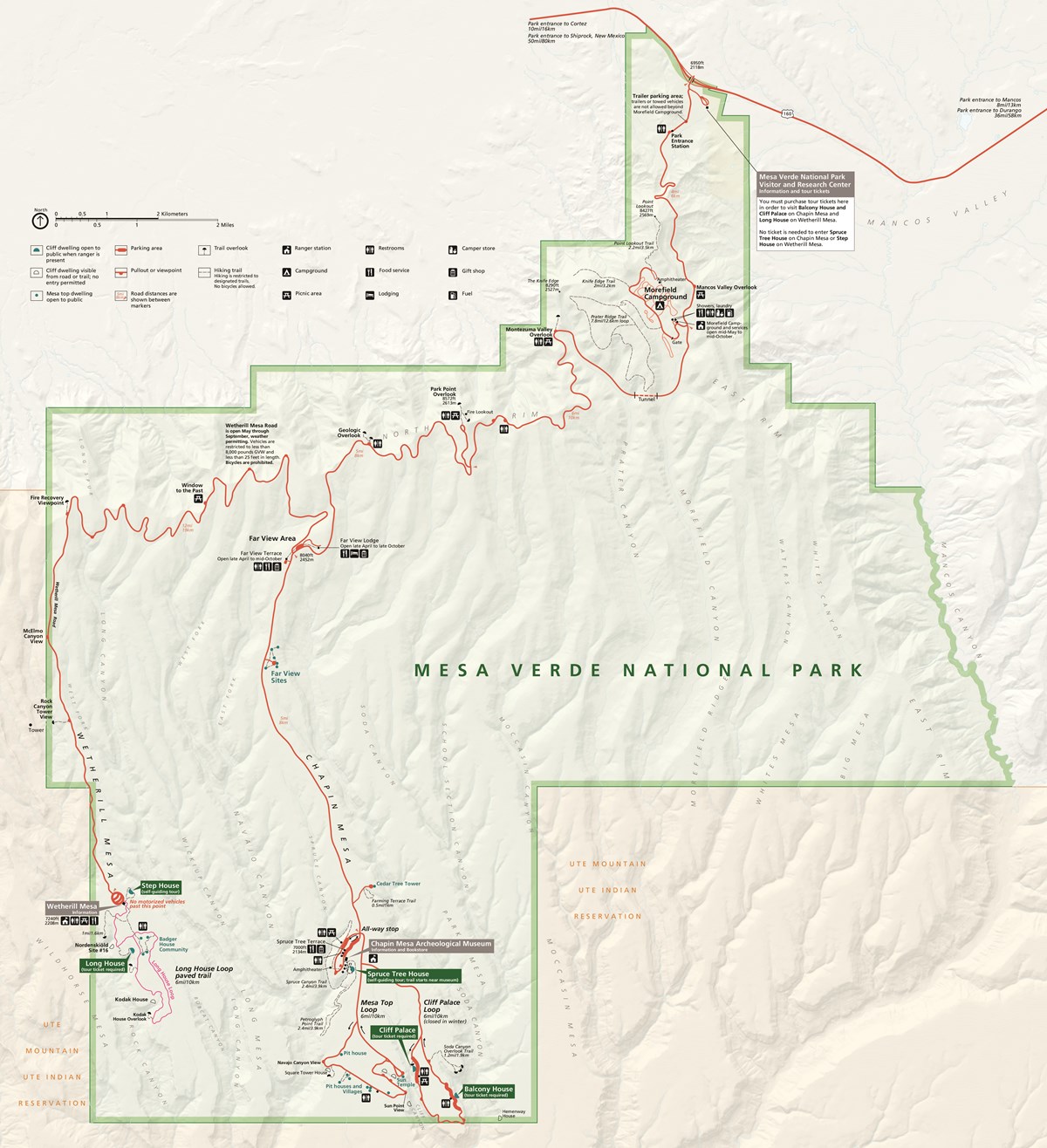 The official brochure map of Mesa Verde National Park