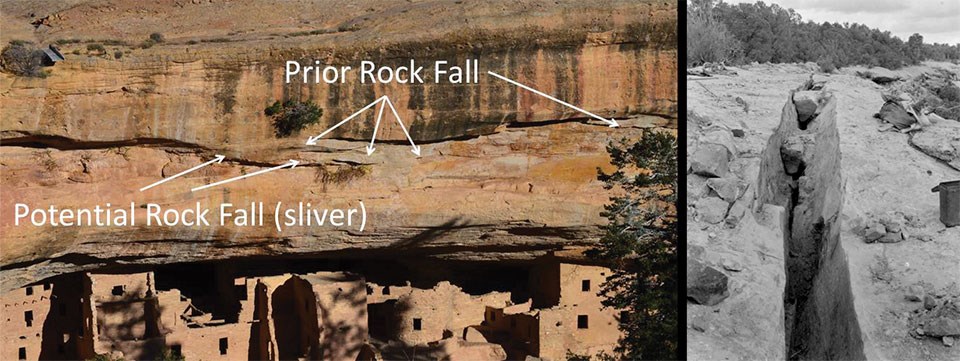 Views of cracks above the Spruce Tree House Alcove