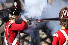 British Grenadier fires his musket