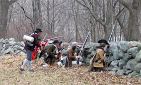 colonial militia take cover behind a wall colonial militia take cover behind a wall