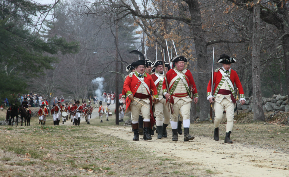 British on Battle Road by Parkers Revenge Re-enactment at the Battle Road battlefield
