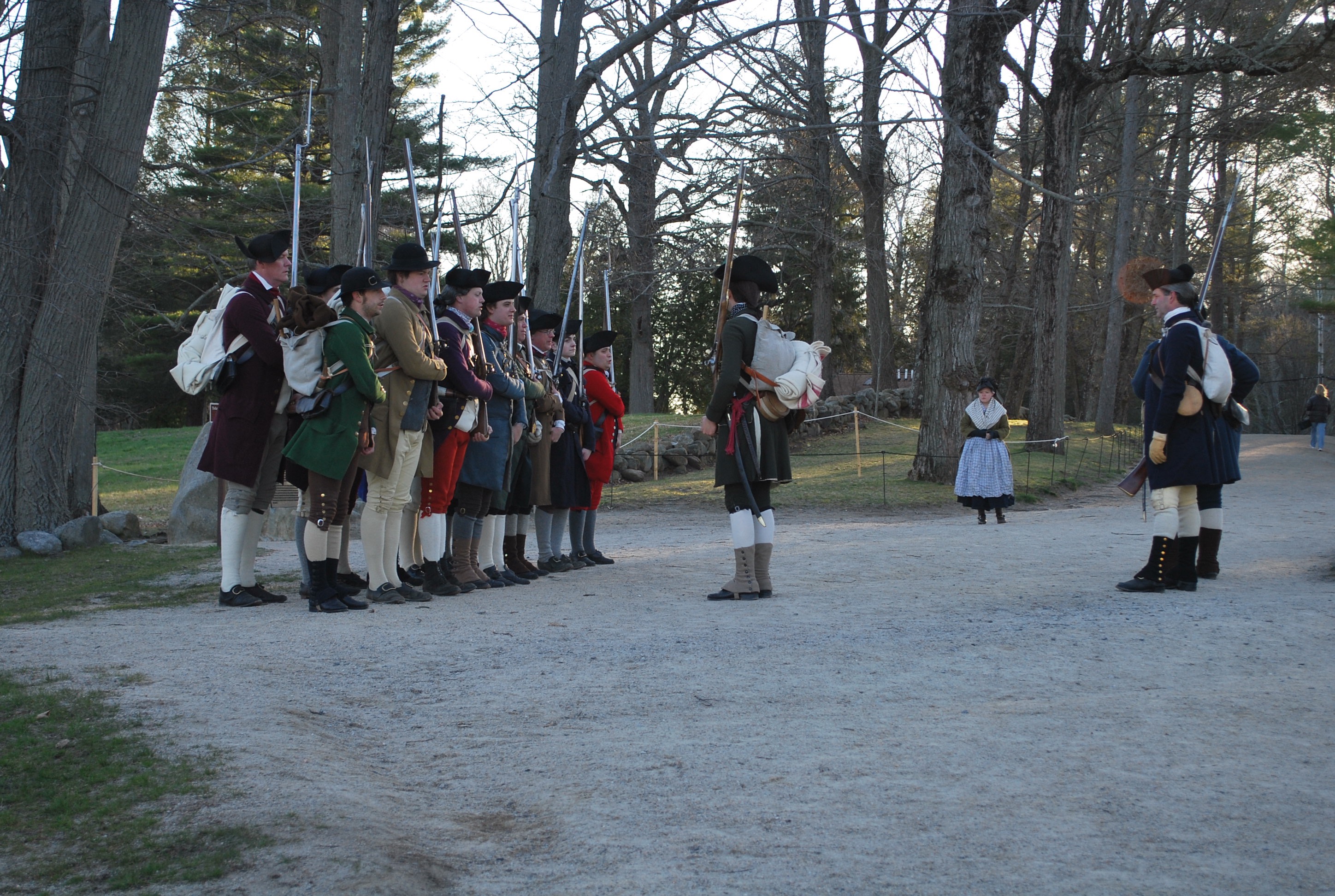 Captain Browns Company, Minutemen at North Bridge, Concord, MA. Patriot's Weekend at Minute Man National Historical Park, featuring Captain Brown's Company.