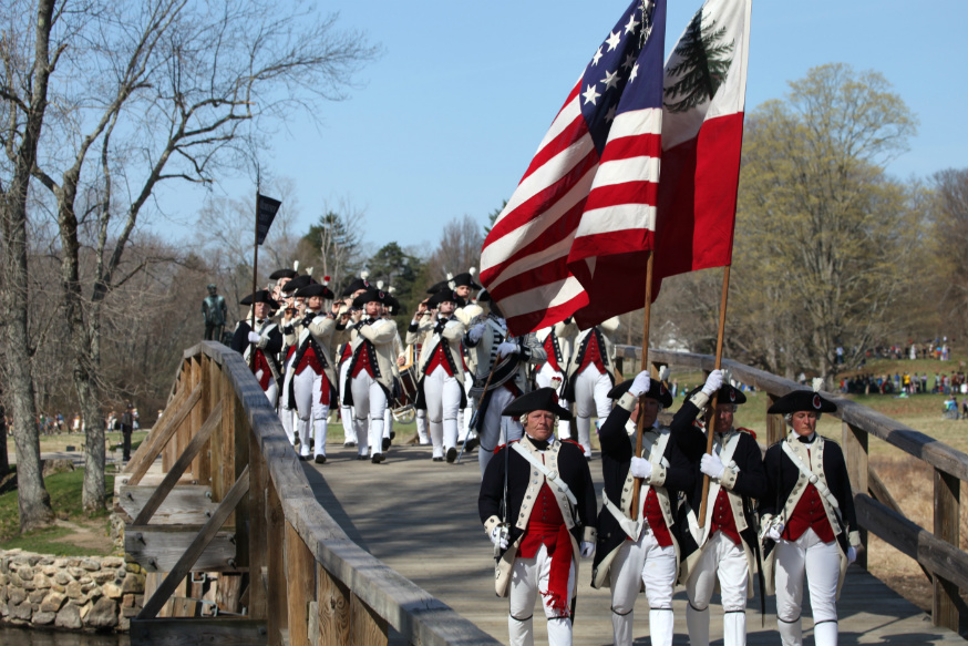 Middlesex Fife and Drums on North Bridge, Concord MA