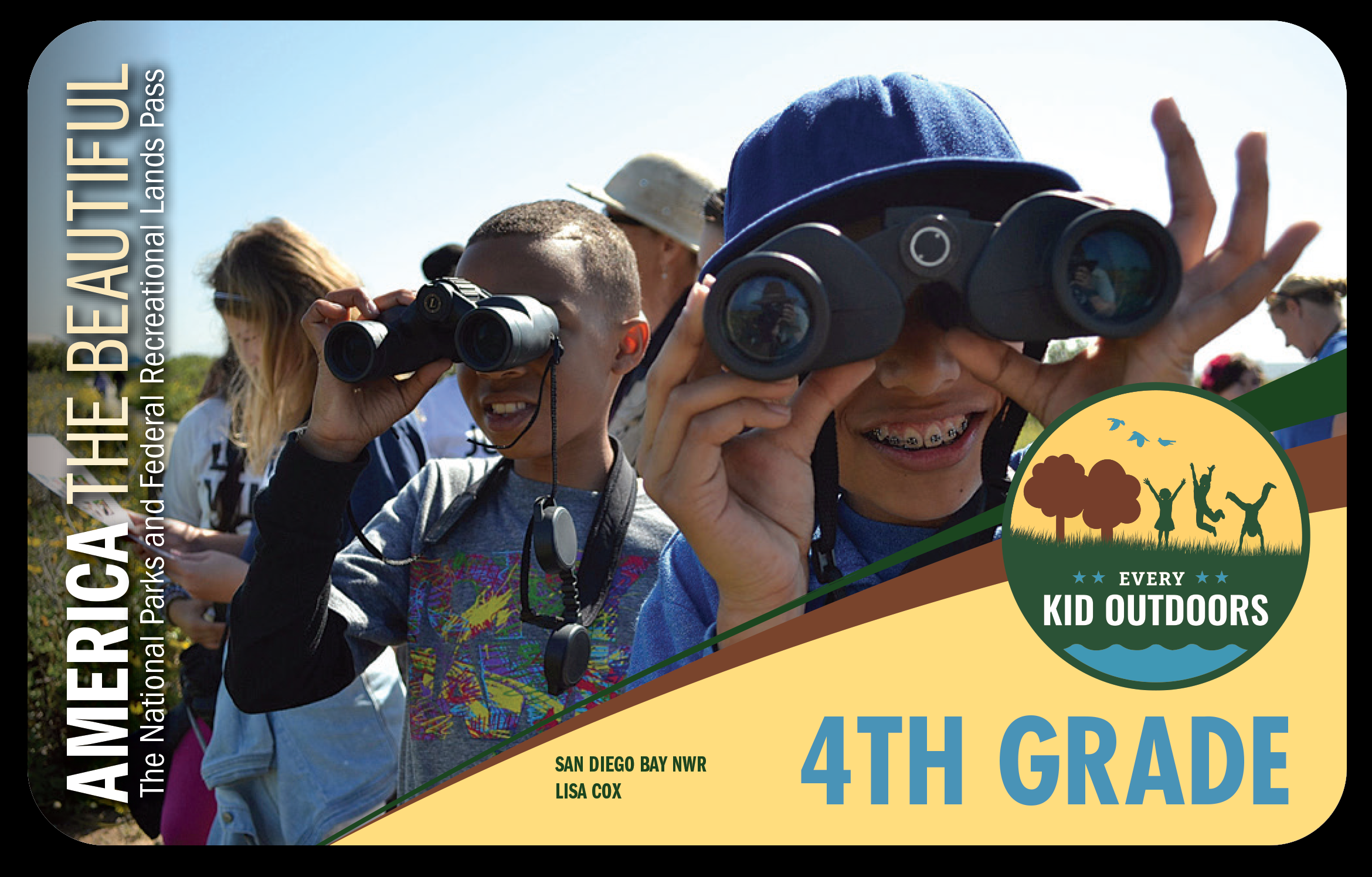 Every Kid Outdoors Pass with an image showing children using binoculars