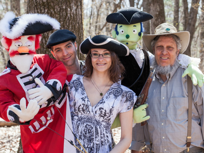 left to right:
(Tim Finnegan, Puppet) Peter A. Cancilla, Filmmaker  Aleksandra Ostojic, Crew member (Jameson, Puppet) Bob Lawson Filmmaker