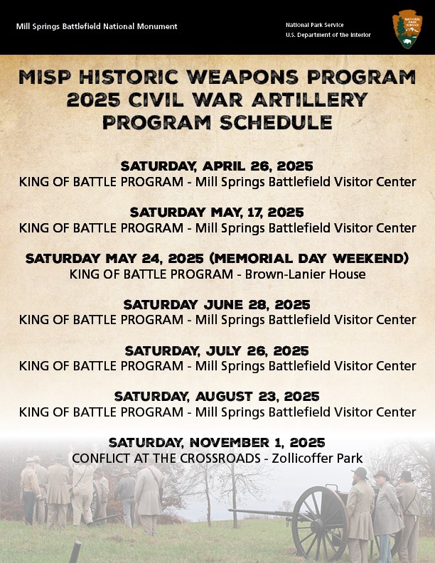 A schedule of cannon demonstrations for 2025.