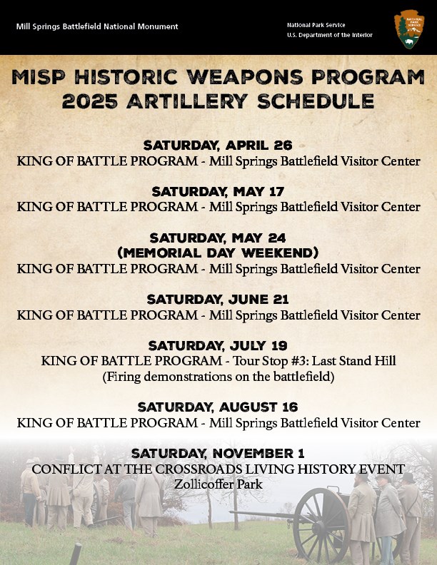 A schedule of cannon demonstrations for 2025.