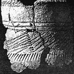 A pot fragment showing decorations.