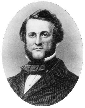 A portrait of Franklin Steele in a period suit.