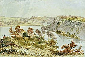 An Eastman painting of the confluence of the Mississippi and Minnesota Rivers.