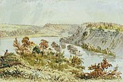Eastman painting of the confluence of the Mississippi and Minnesota Rivers.