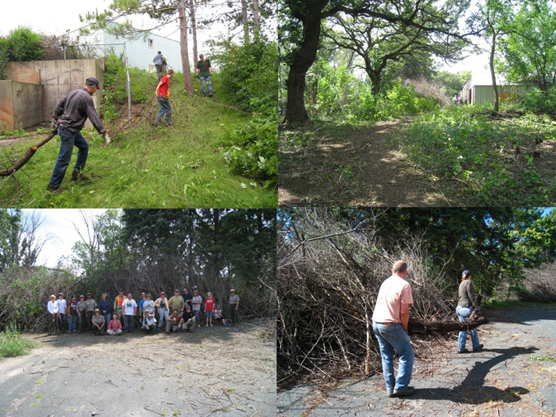 A group participating in a restoration event at Coldwater (2010)
