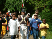 Students with a Soldier at Ft. Snelling