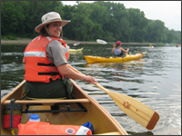 Ranger enjoying the river at the Mississippi River Challenge.