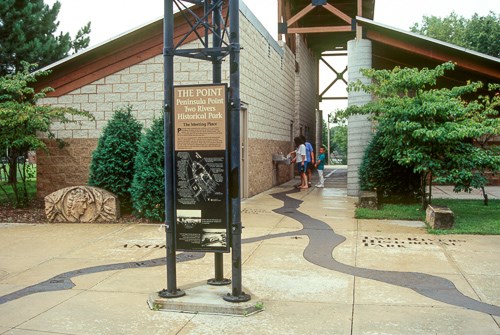 Interpretive sign at park entrance.