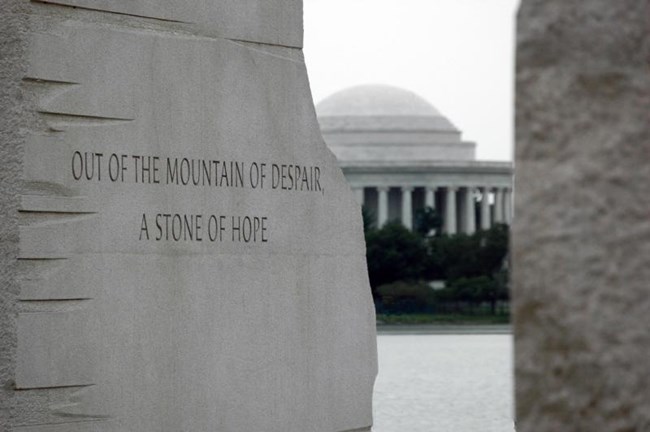 The Thomas Jefferson Memorial across the water from the Martin Luther King, Jr. Memorial