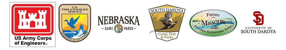 Partners of the Missouri National Recreational River. A line of partnership logos identifies the number of partnerships involved with the Missouri National Recreational River.