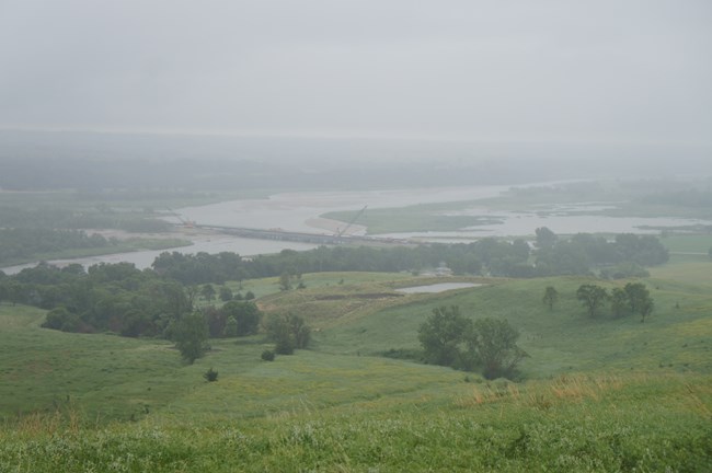 Niobrara River from Niobrara State Park on rainy day.