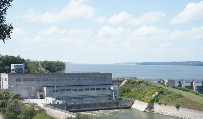 Calumet Bluff, 180 foot hill, is tucked behind Gavins Point Dam and overlooks Lewis and Clark Lake and the Missouri River