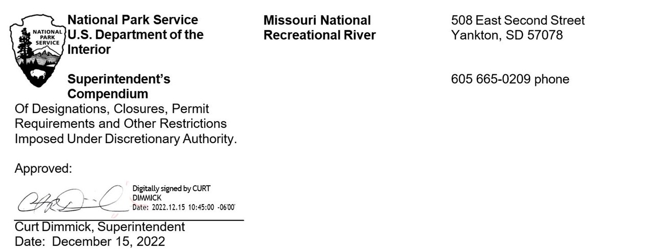 Signature of Curt Dimmick on Superintendent's Compendium header approved 15 December 2022.