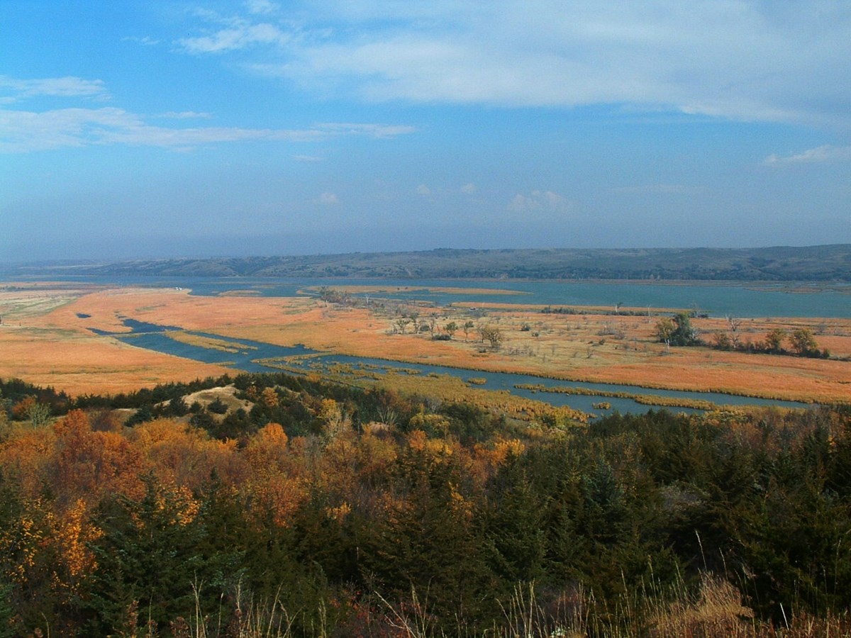 View of the 39 mile reach of Missouri National Recreational River from Niobrara State Park