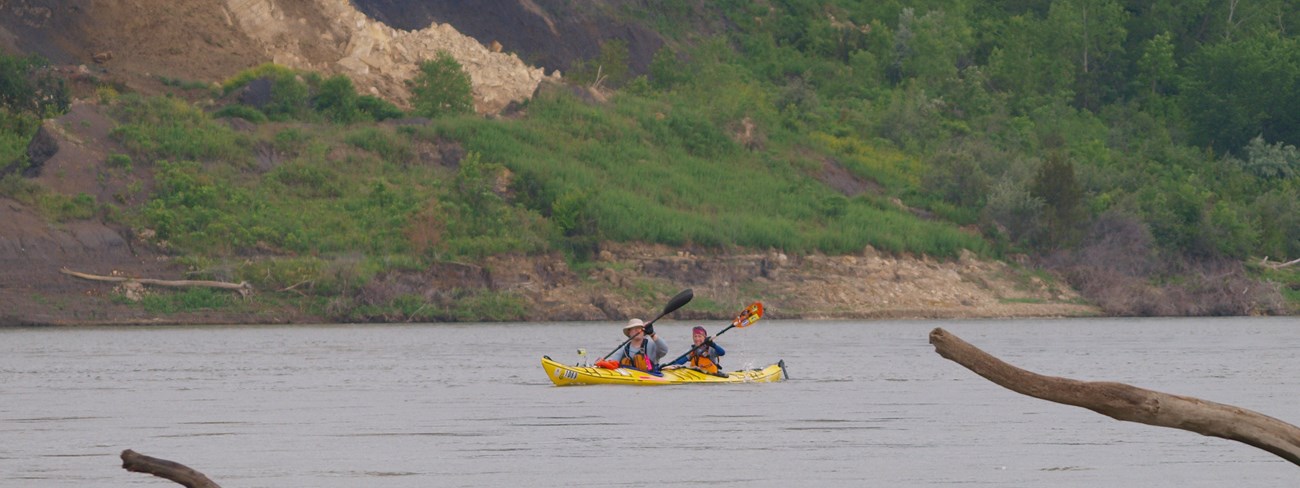 Kayakers enjoying the Missouri River.