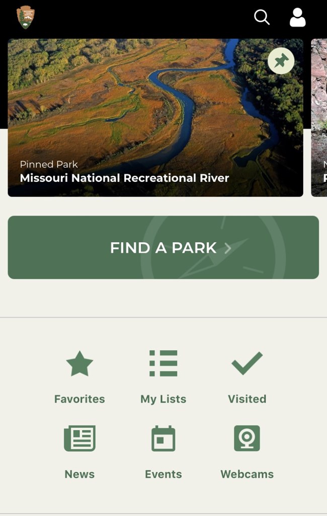 A view of the Missouri National Recreational River section of the National Park Service app