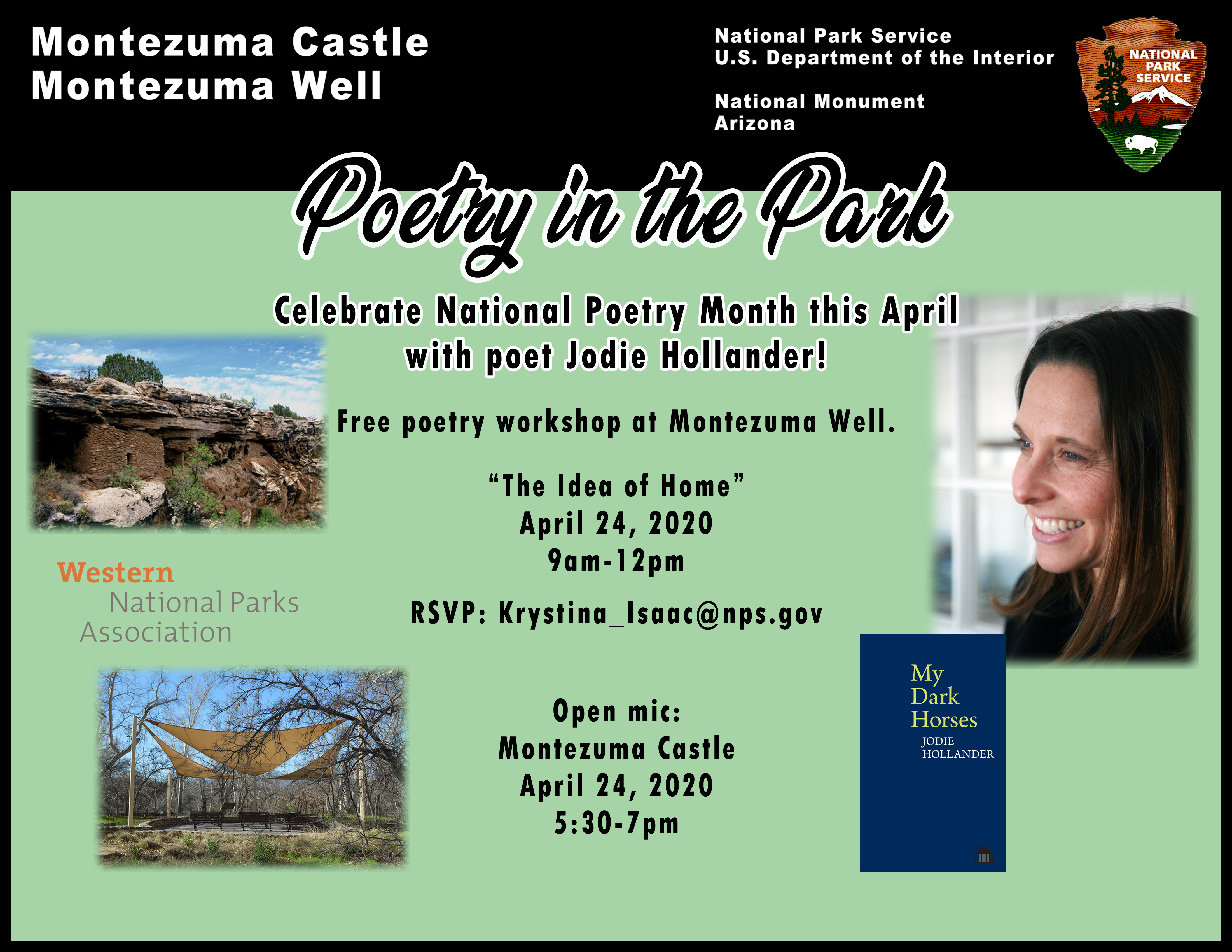 PoetInPark flyer green and black flyer for poetry events