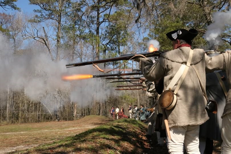 Patriots firing at the bridge