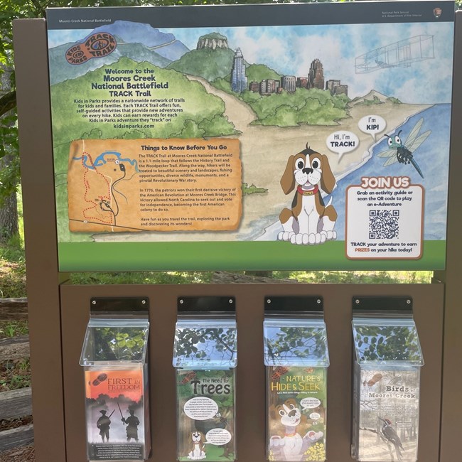 Wooden Kiosk with four brochures inside