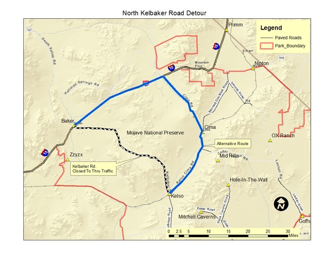 Map of Planned Closure on Kelbaker Road Map of Planned Closure on Kelbaker Road